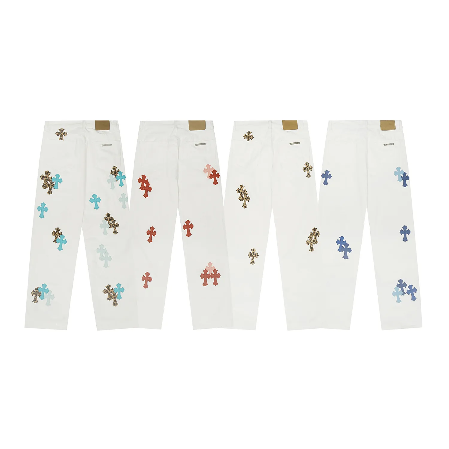 P260 White background image [High quality] Code: 25065# Color: pink leather/blue leather/blue leather leopard print/hand-painted leopard print Size: S/28 to The high version of the White Cow series is made of high-ounce custom-made fabrics. It is fermented and soft-colored. It is soft and thick to wear. The details are all hand-polished and made with craftsmanship. All-over jacquard fabric has a unique design style. It uses multiple processes to create a full retro feel. A niche and unique non-contrast shirt. Customized distressed spray-painted buttons. Every detail is crafted with craftsmanship.